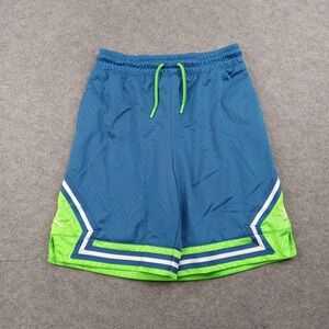Jordan Shorts Youth Large Blue Green Mesh Athletic Basketball Drawstring Pockets
